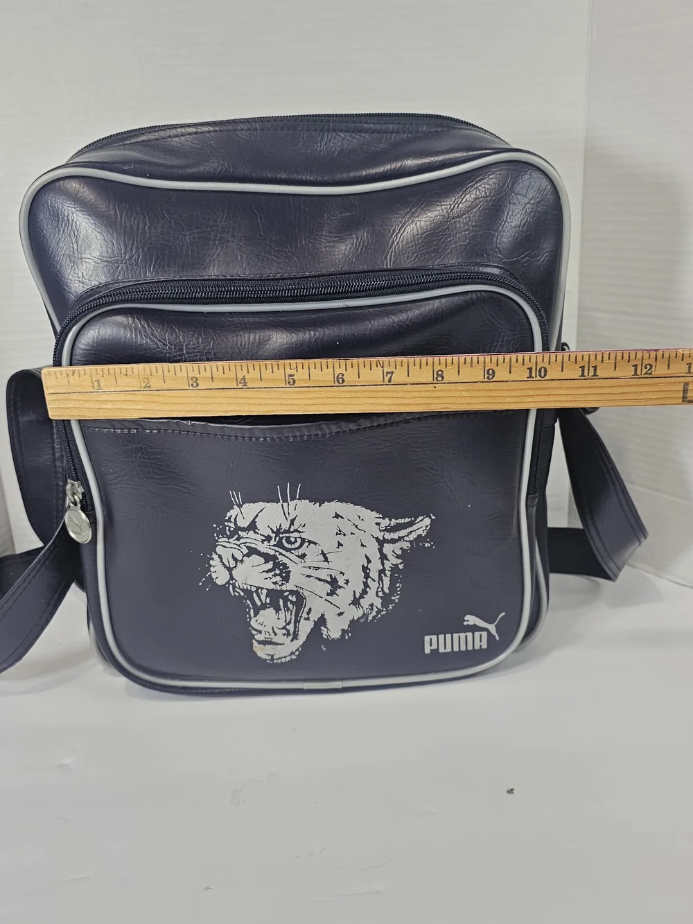 VTG PUMA Crossbody Bag Navy Blue 90’s Y2K Retro Vinyl Puma Logo